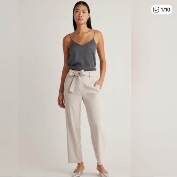 Quince Pants - Quince Stretch Crepe Paperbag Pants Sz 8 Sand NEW